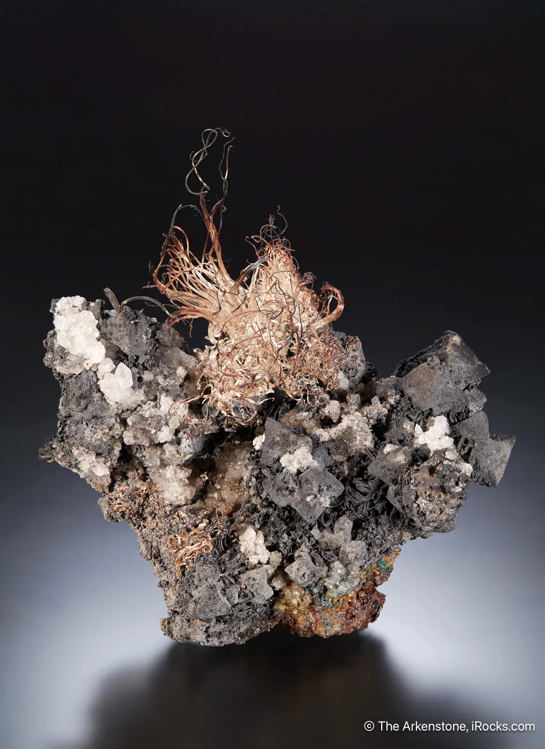 Silver on Acanthite with Calcite - image 3