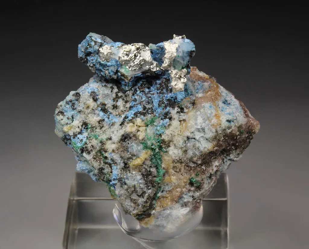 SILVER, PLANCHEITE, DIOPTASE from Republic of the Congo, Pool Department, Mindouli District, Mindouli - image 3