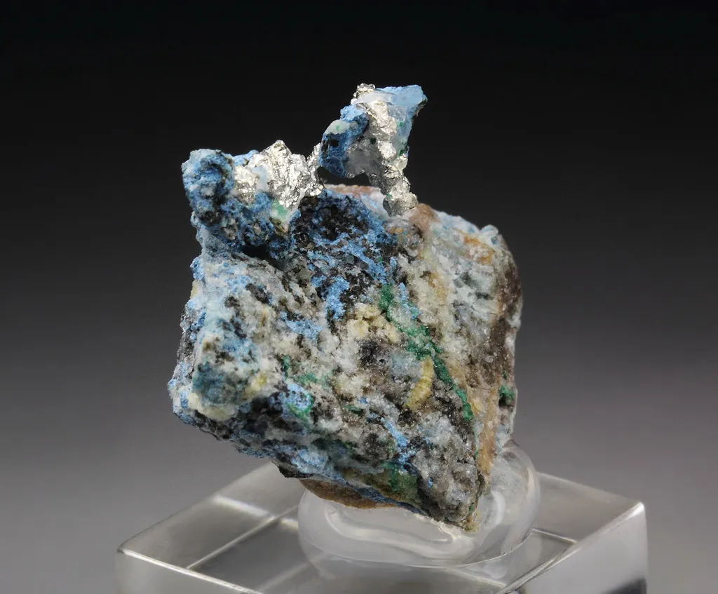 SILVER, PLANCHEITE, DIOPTASE from Republic of the Congo, Pool Department, Mindouli District, Mindouli - image 4