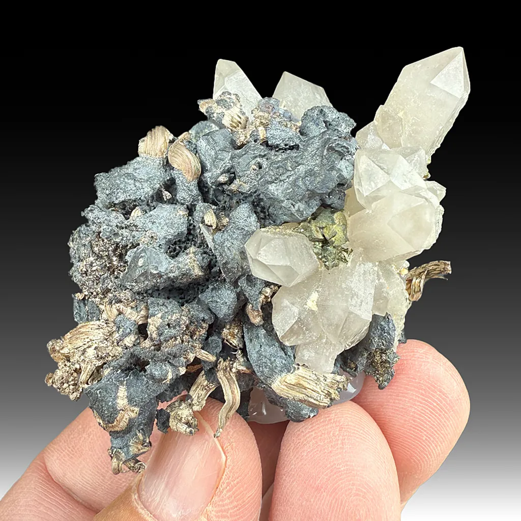 Silver with Acanthite, Quartz image