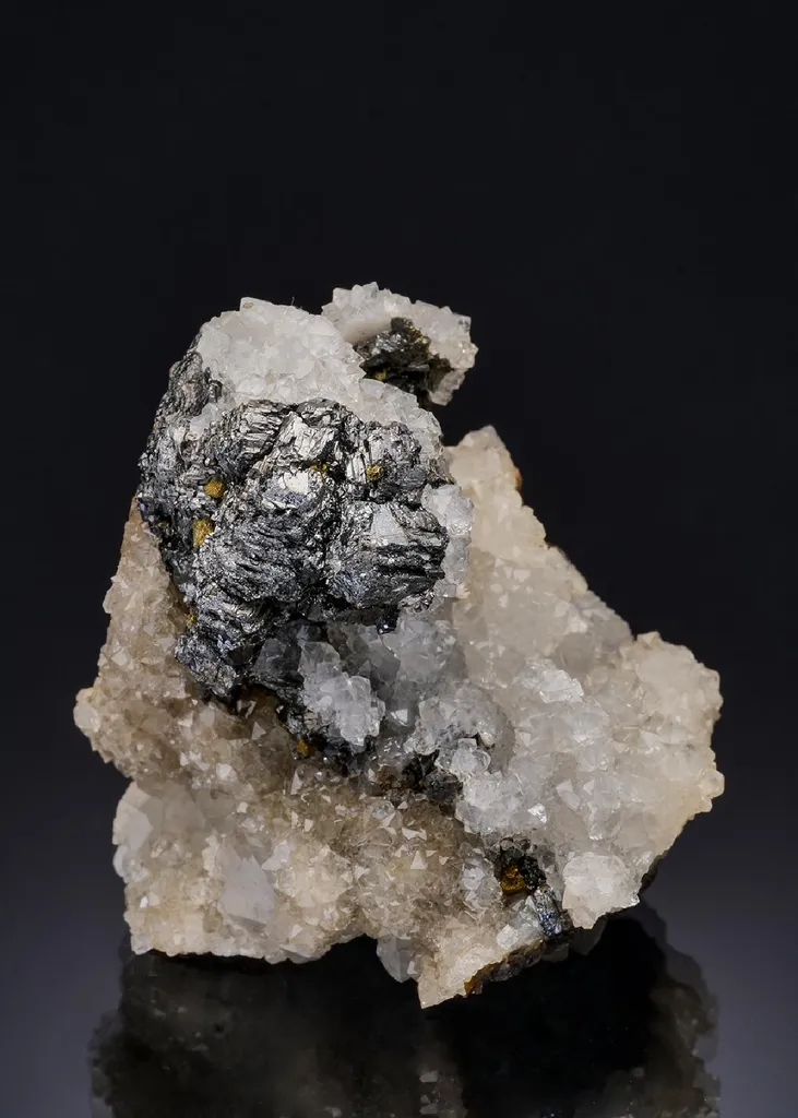 Skeletal Bournonite with Chalcopyrite and Quartz image