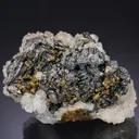 Skeletal Bournonite with Chalcopyrite and Quartz - image 1