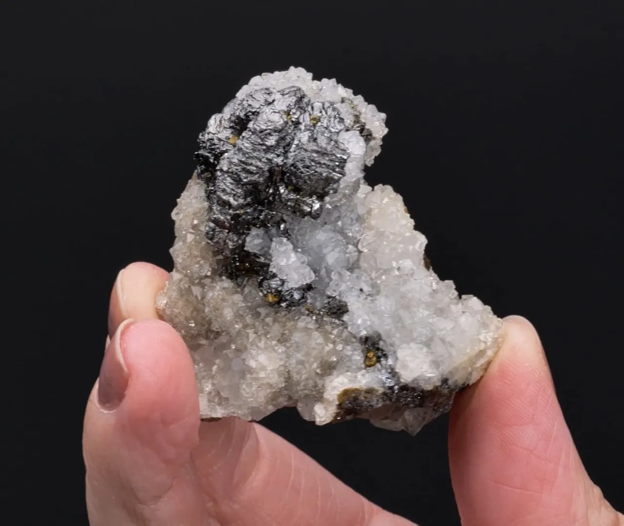 Skeletal Bournonite with Chalcopyrite and Quartz - image 2