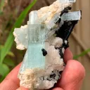 Sky Blue Aquamarine Crystals with Blacl Tourmaline from Pakistan 45 Gram - image 1