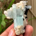 Sky Blue Aquamarine Crystals with Blacl Tourmaline from Pakistan 45 Gram - image 3