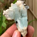Sky Blue Aquamarine Crystals with Blacl Tourmaline from Pakistan 45 Gram - image 4