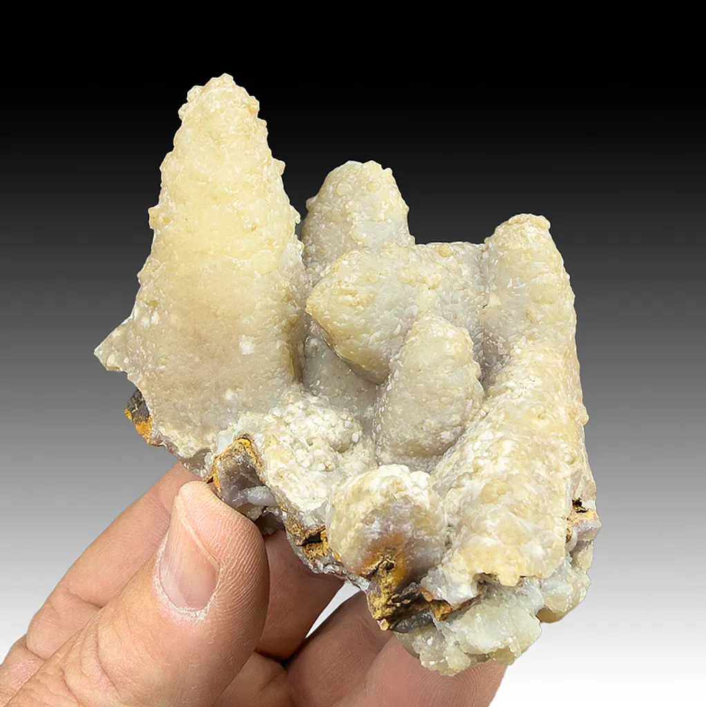 Smithsonite after Calcite with Barite (1403) image