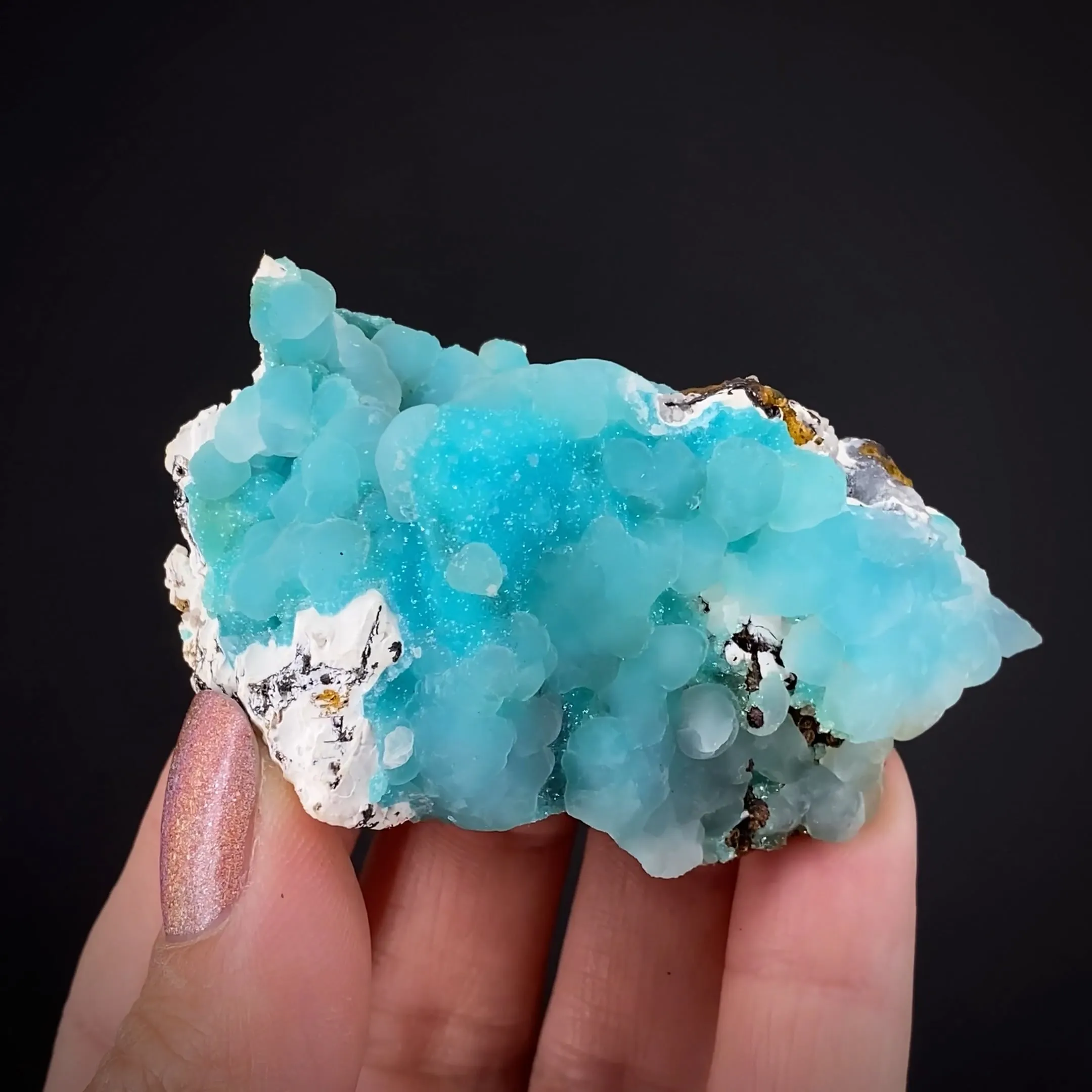 Smithsonite on Adamite var. Cuprian-REE - image 1
