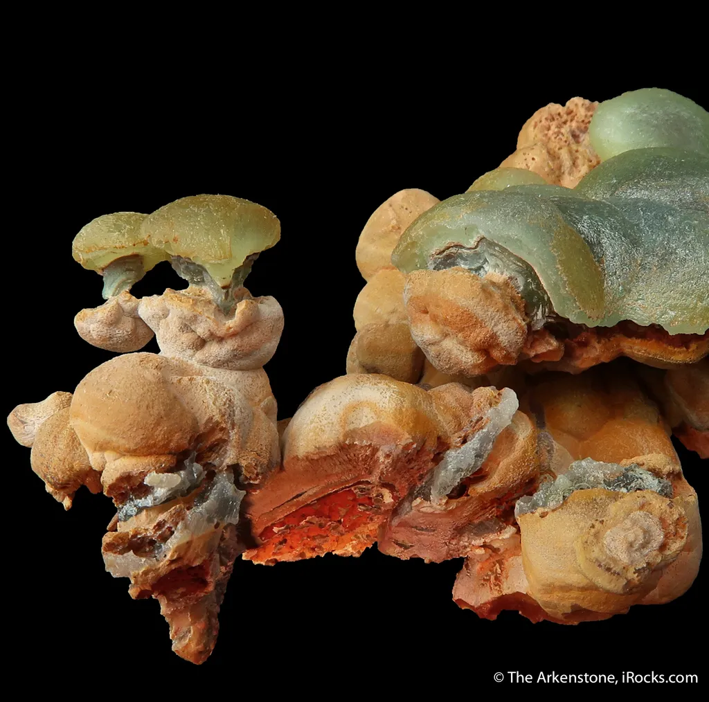 Smithsonite on Goethite ps. Selenite - image 2
