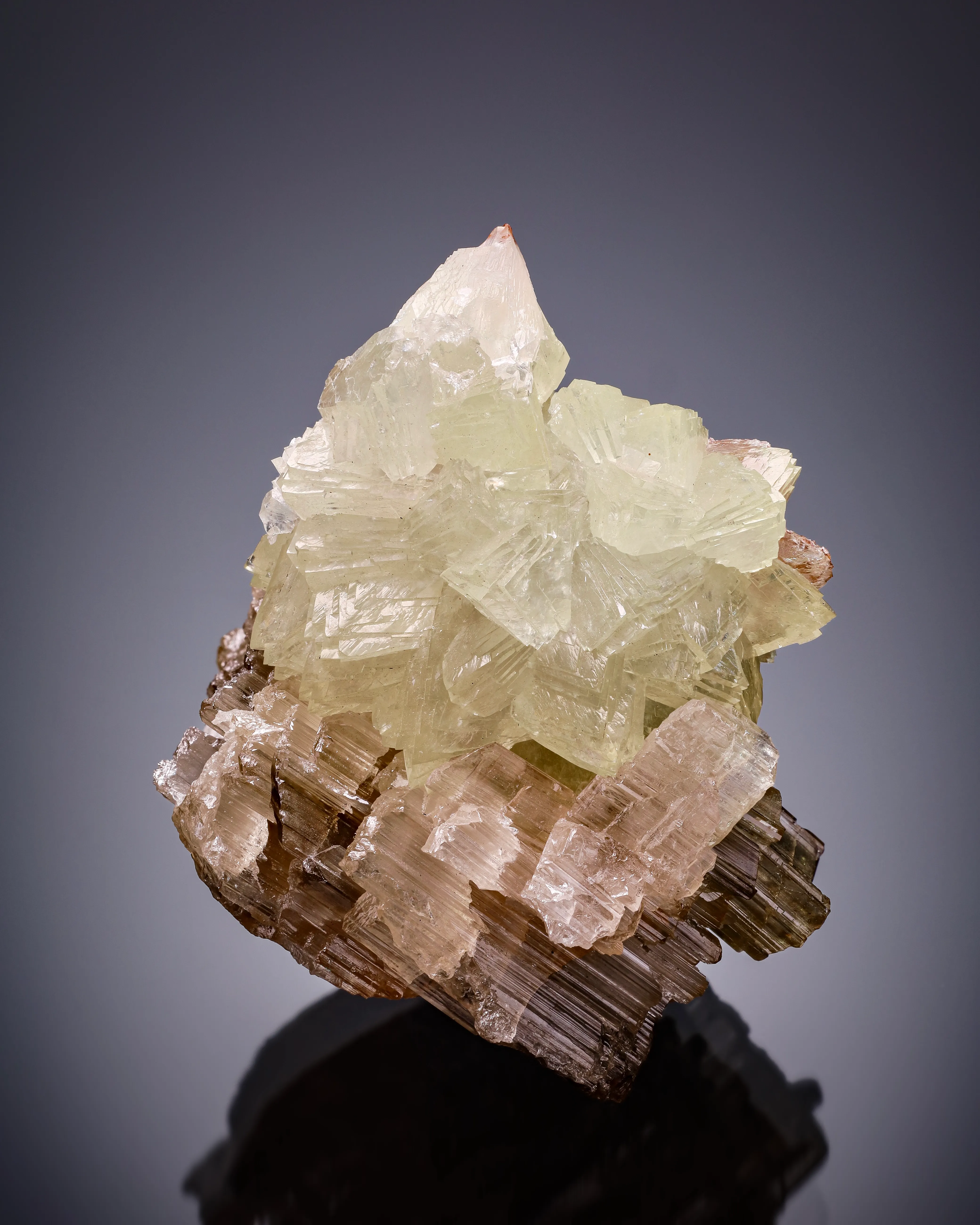 Smithsonite on Reticulated Cerussite - image 1