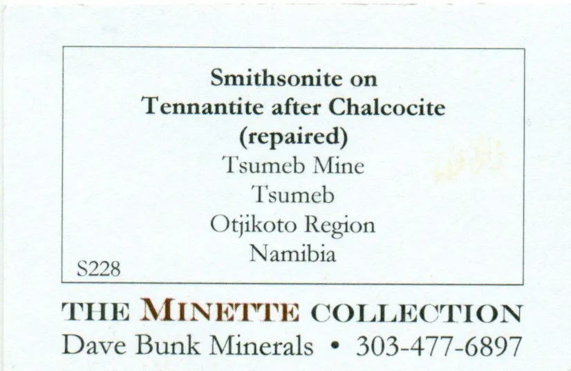 Smithsonite on Tennantite after Chalcocite (repaired) - image 8