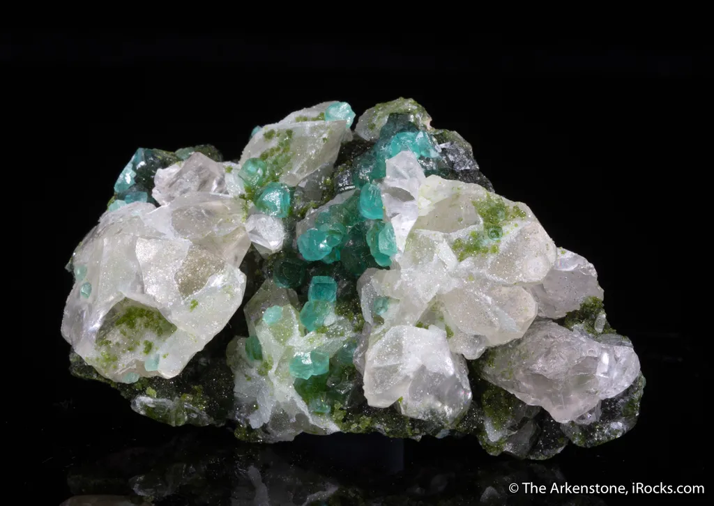 Smithsonite var. Cuprian Smithsonite on Cerussite with Duftite - image 3