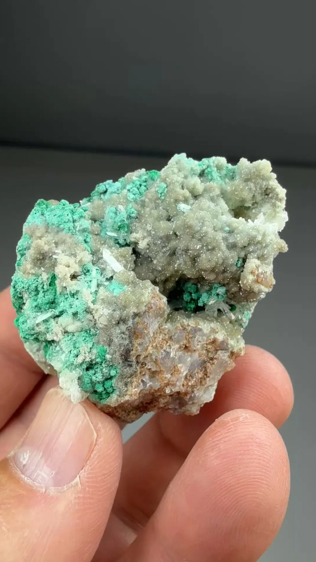 Smithsonite with Malachite on Cerussite - image 2