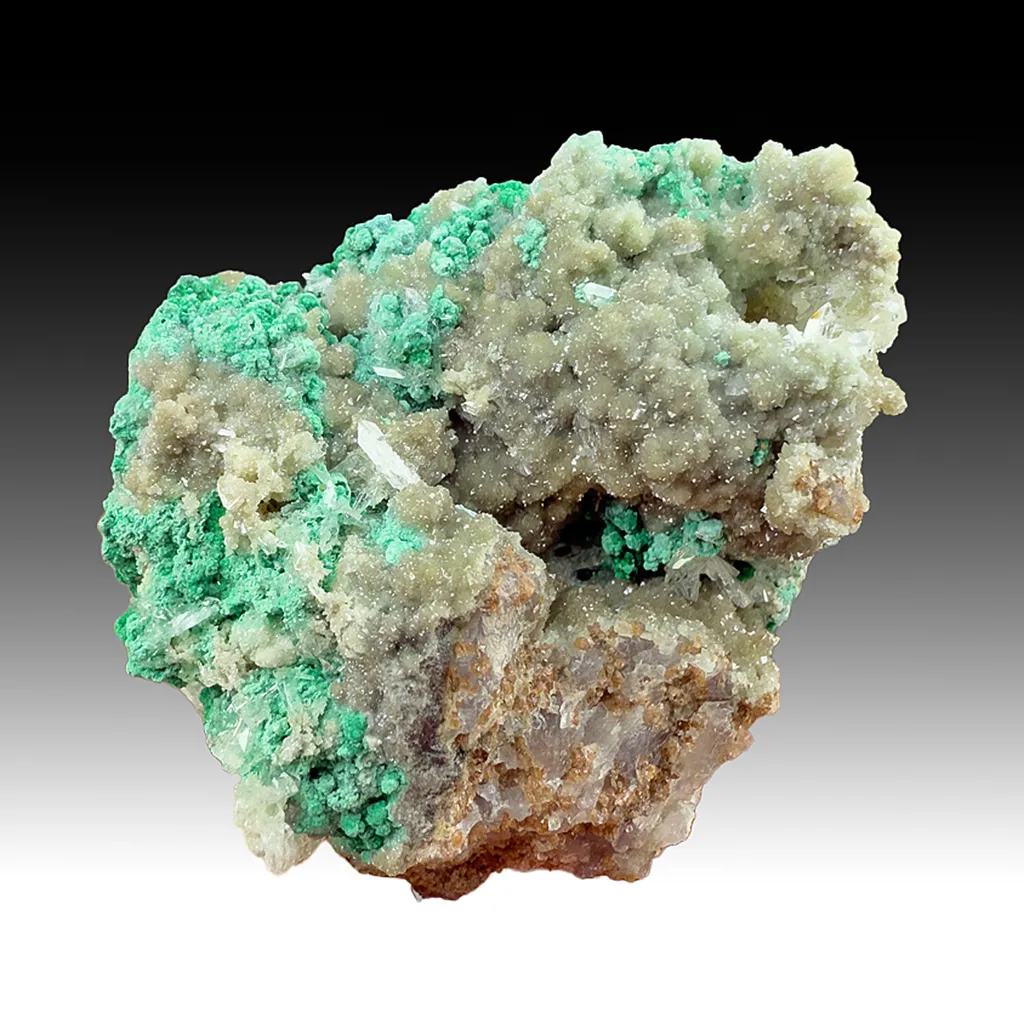 Smithsonite with Malachite on Cerussite image