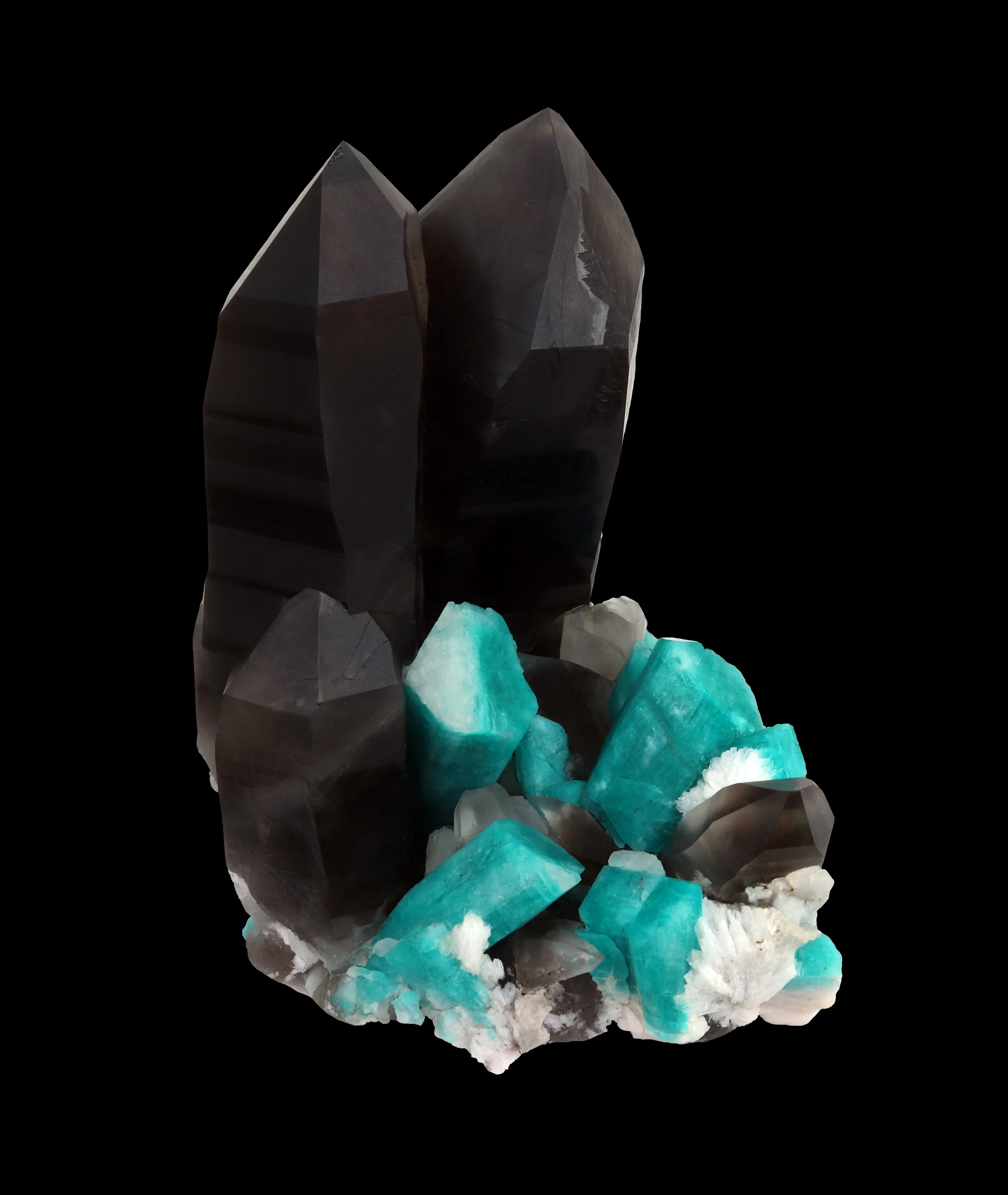 Smoky quartz, amazonite and cleavelandite - image 1