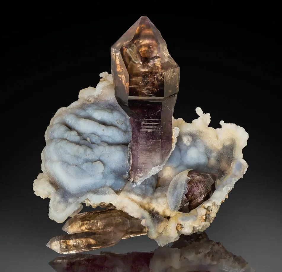 Smoky Quartz, Amethyst scepter, Chalcedony - image 1