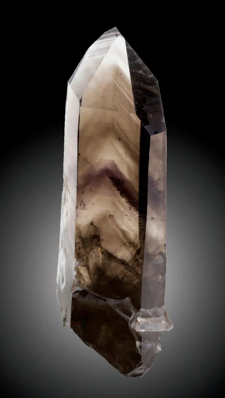 Smoky Quartz crystal, Amethyst, filamentous colorless phantoms of a mineral not yet identified - image 1