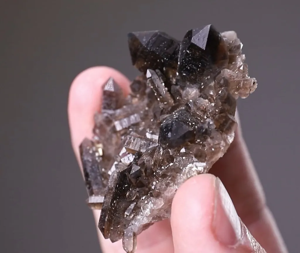 Smoky Quartz (Japan-Law Twin) with Pyrite - image 2