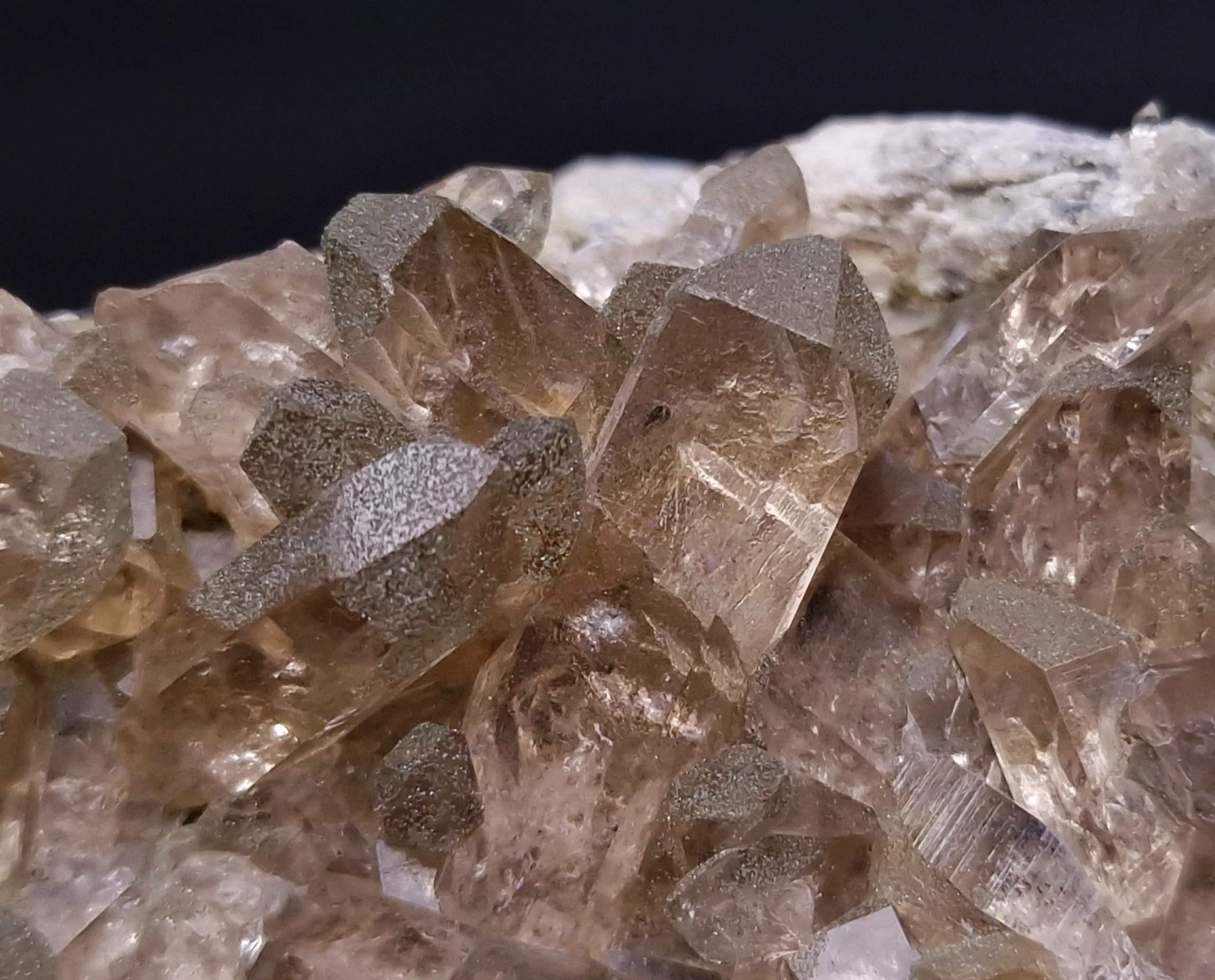 Smoky quartz on matrix with partial chlorite coating on the crystals - image 4