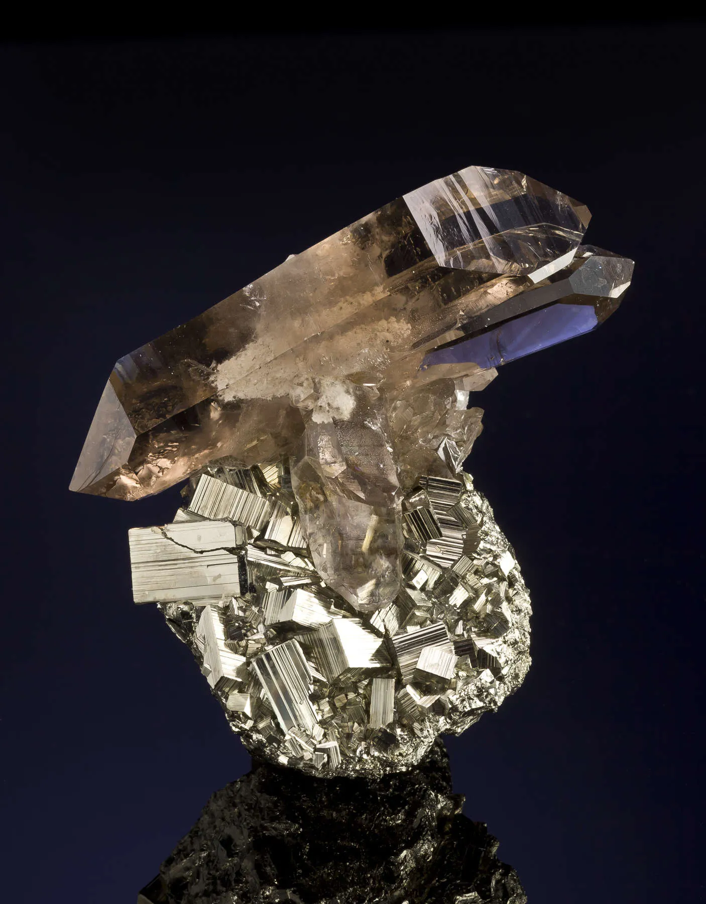 Smoky Quartz on Pyrite - image 2