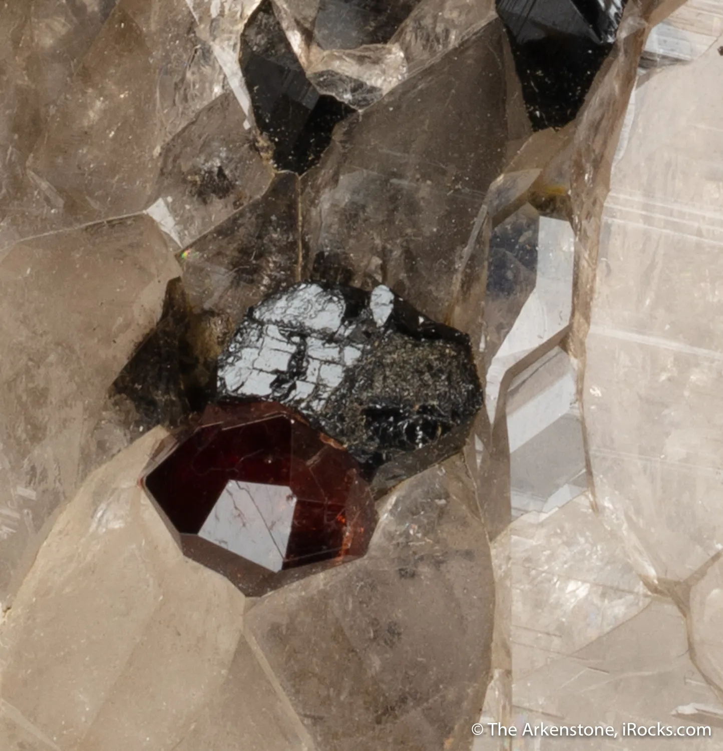 Smoky Quartz with Albite, Schorl and Spessartine - image 7