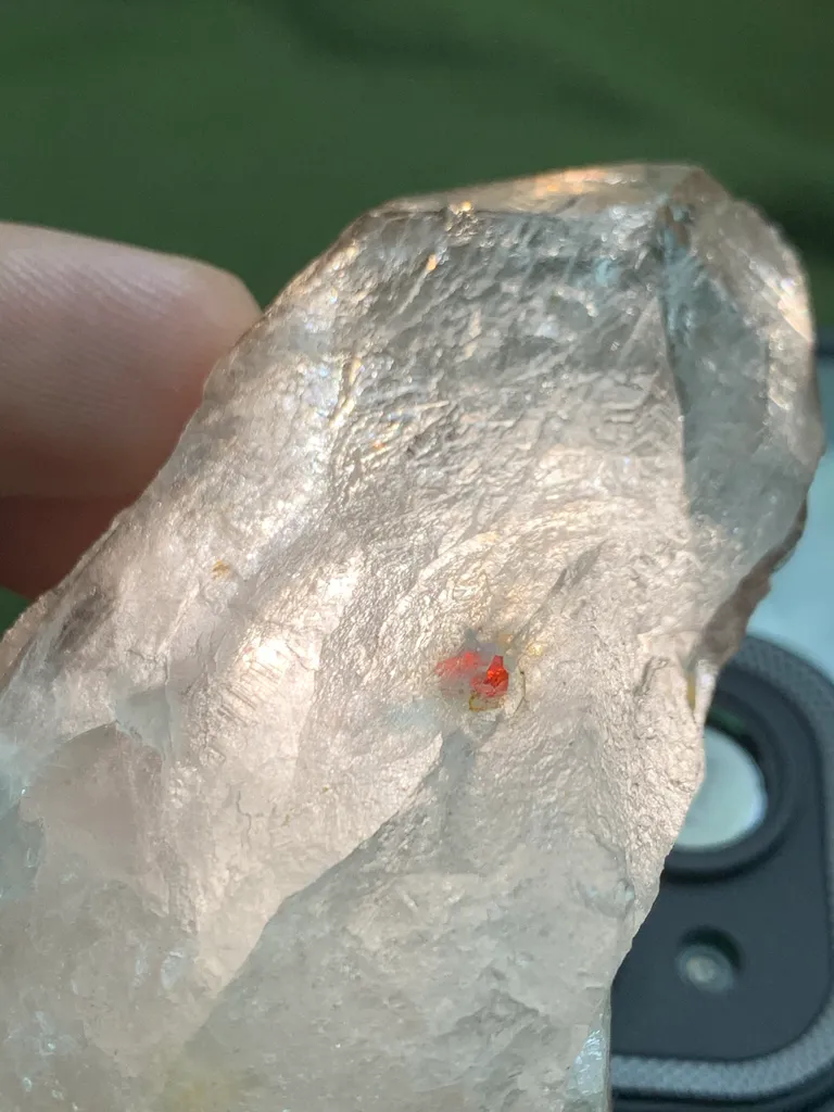 Smoky quartz with Blue Aqua Crystal and Garnet Inclusion Specimen from Pakistan image