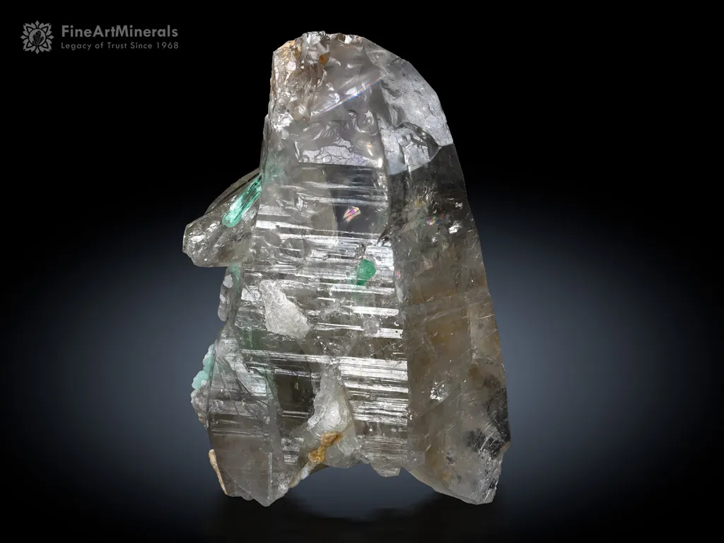 Smoky Quartz with Emerald inclusion from Panjsher Afghanistan image
