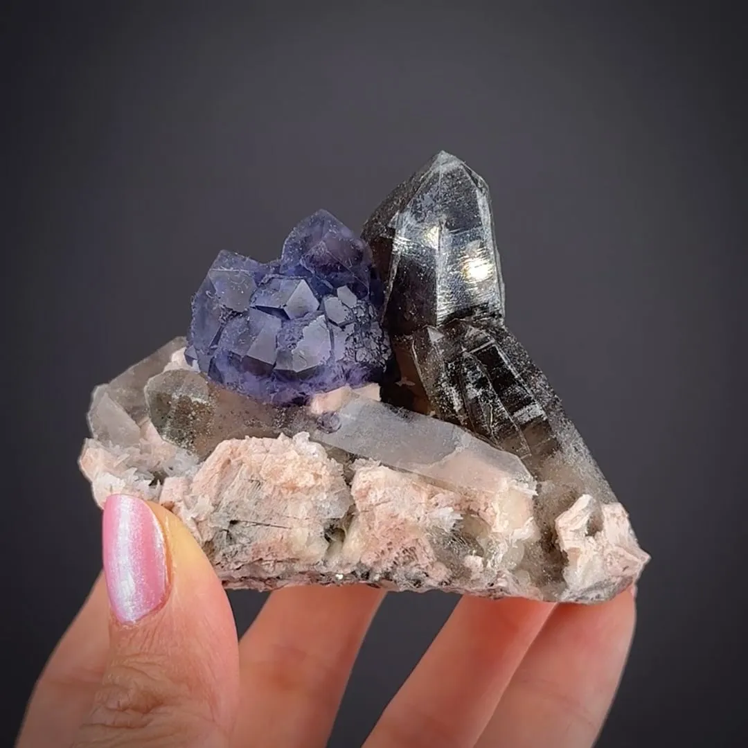 Smoky Quartz with Fluorite & Feldspar - image 2