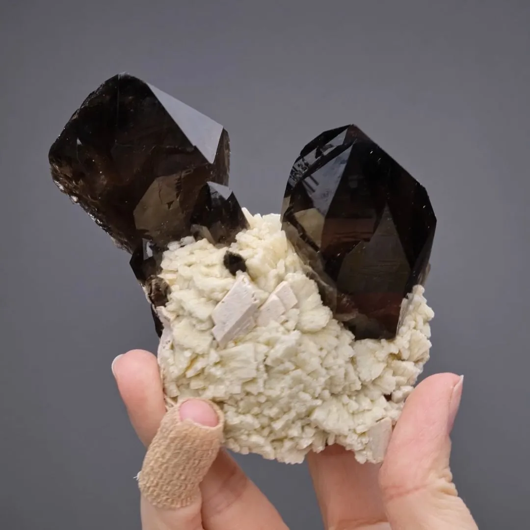 Smoky Quartz with Microcline on Albite - image 2