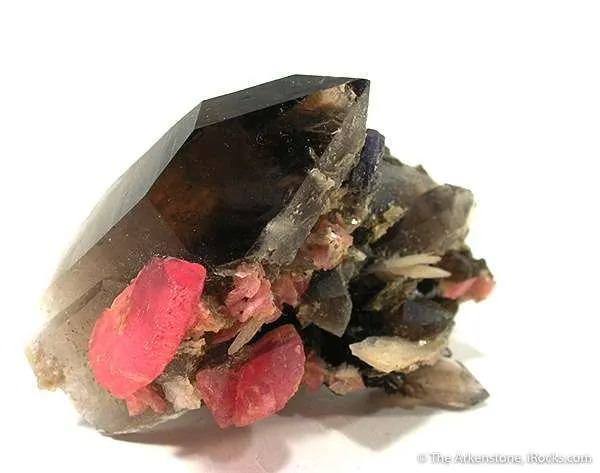 Smoky Quartz With Rhodochrosite and Bertrandite image