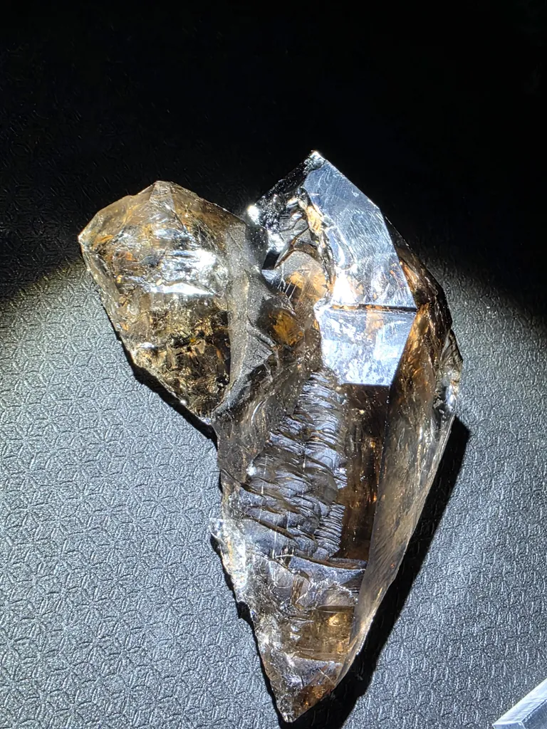 Smoky quartz with soil inclusions and triangles marks - image 7