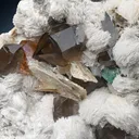 Smoky Quartz with Topaz and Fluorite on Cleavelandite - image 1