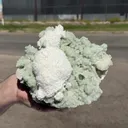 Snowy White Mordenite Puff on Sparkling Greenish Calcite Cluster Matrix – Rare Indian Zeolite Mineral Specimen - image 2