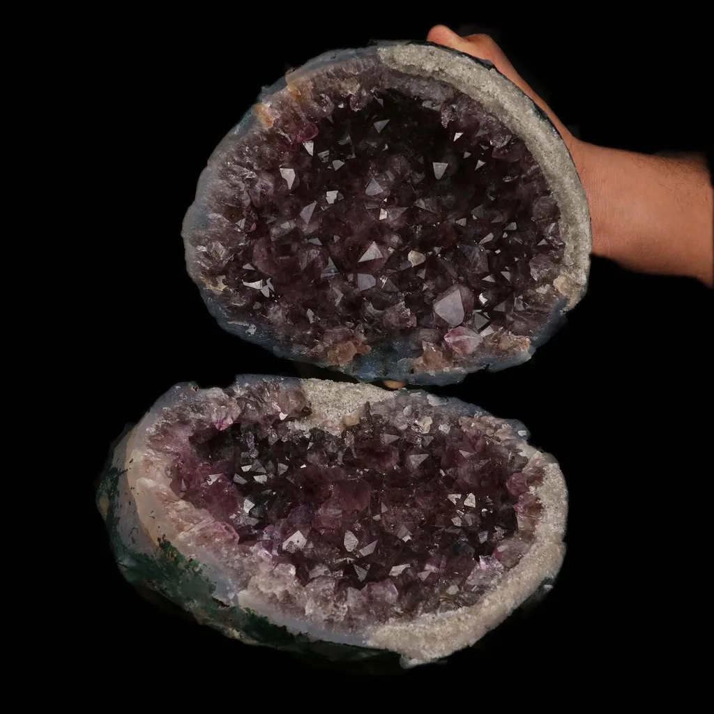 Sparkling Amethyst Two Halves Natural Mineral Specimen image