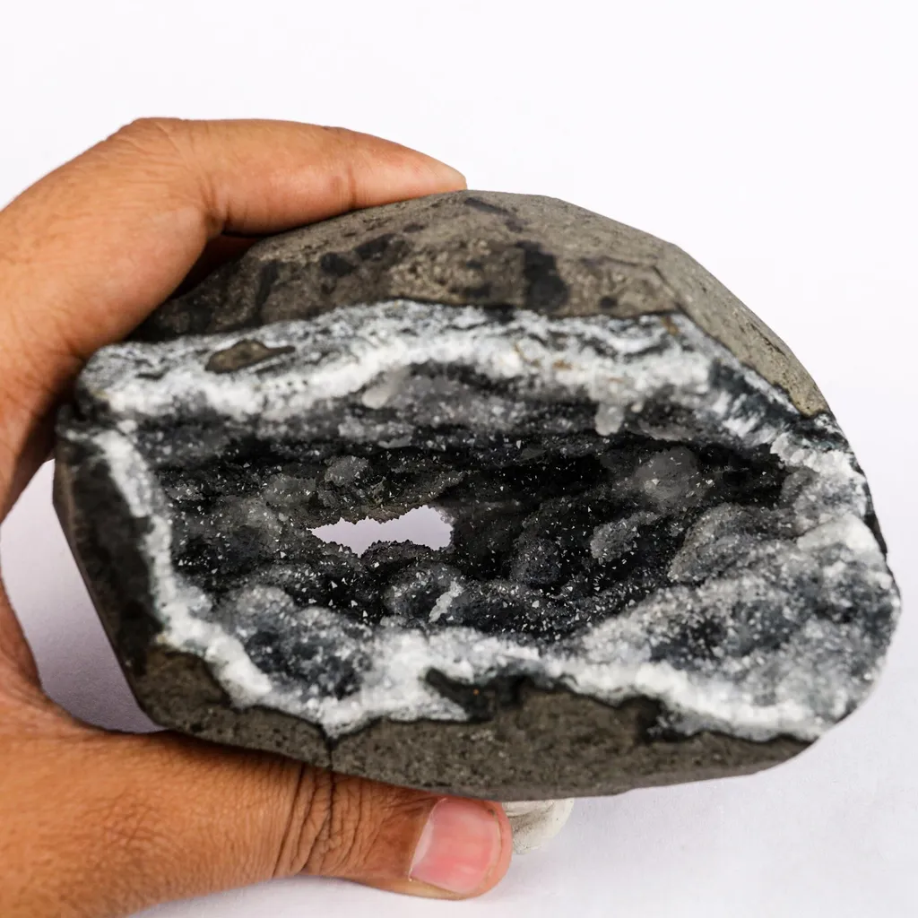 Sparkling Chalcedony Geode Natural Mineral Specimen - image 4