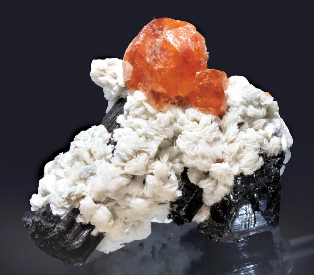 Spessartine, Albite, Schorl image