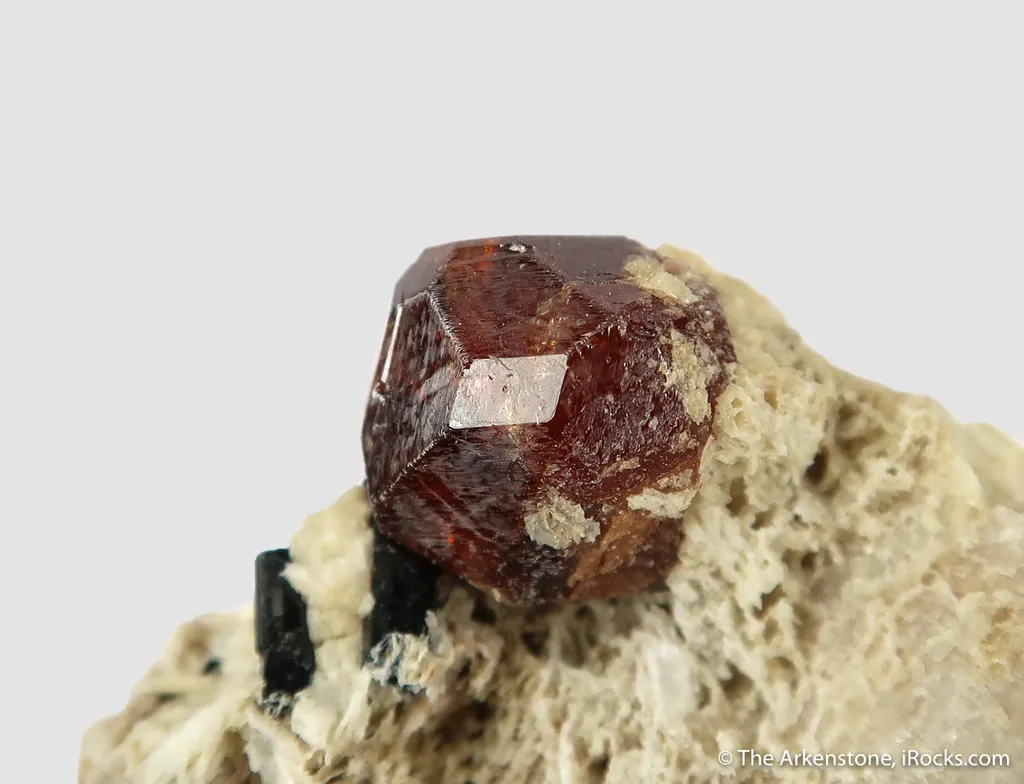 Spessartine and Schorl on Feldspar image