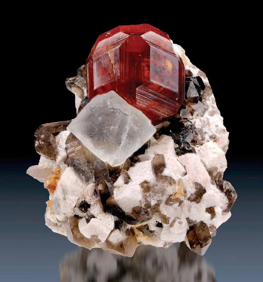 Spessartine, Fluorite, Feldspar, Smoky Quartz - image 1