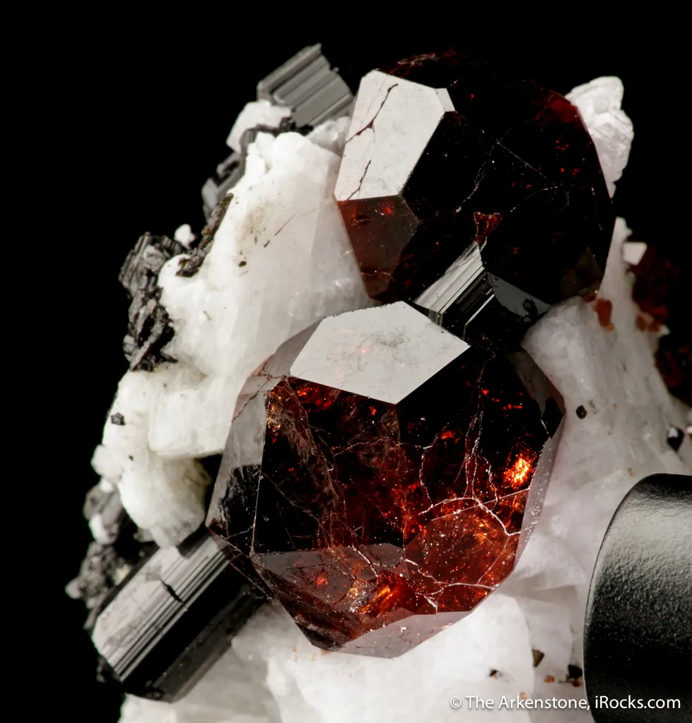 Spessartine Garnet and Schorl on Albite - image 2
