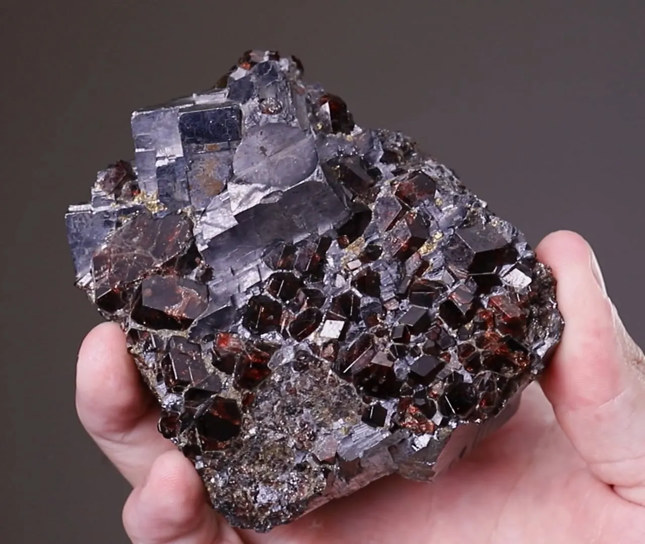 Spessartine Garnet in Galena - image 2