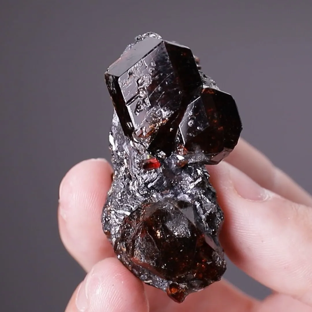 Spessartine Garnet in Galena - image 2