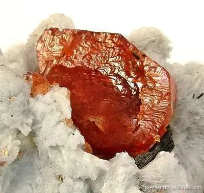Spessartine Garnet on Albite - image 2