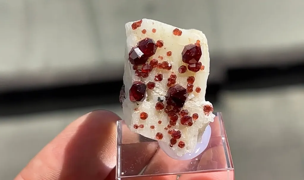 Spessartine Garnet on Feldspar - image 5
