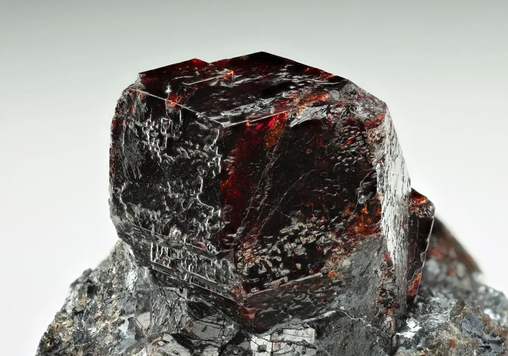 Spessartine Garnet on Galena - image 1