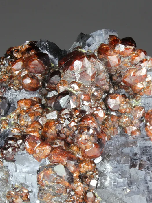 Spessartine Garnet on Galena - image 1