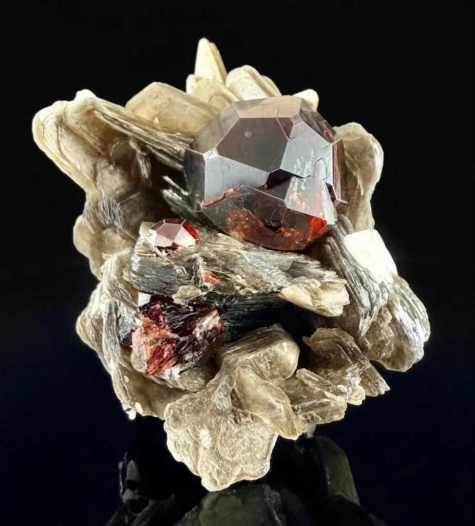 Spessartine Garnet on Muscovite from Pakistan image