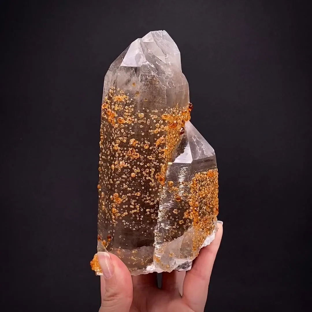 Spessartine Garnet on Quartz - image 2