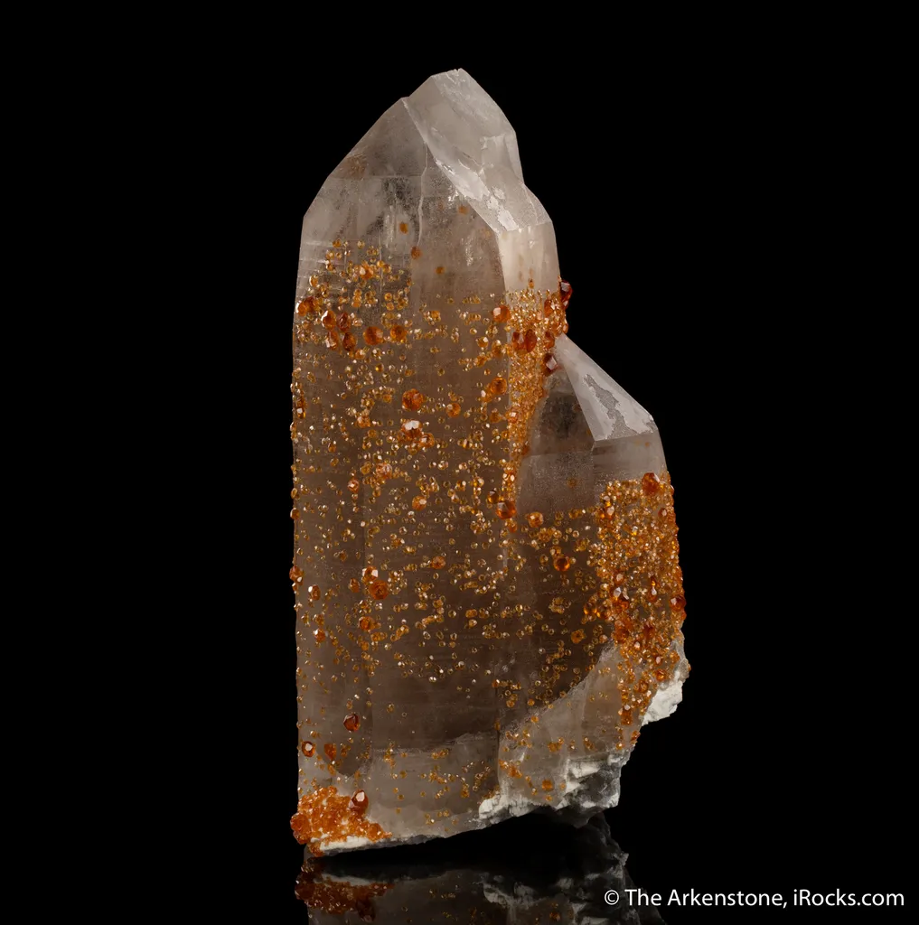 Spessartine Garnet on Quartz image
