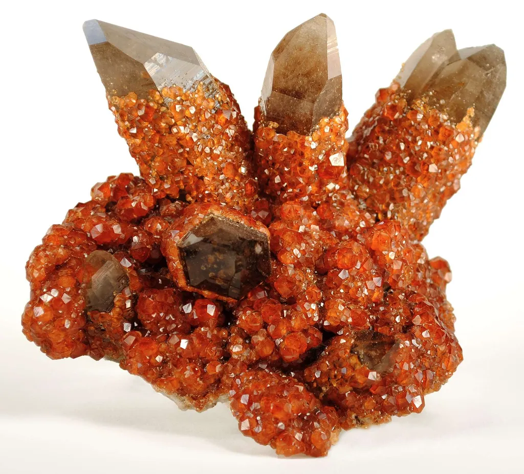 Spessartine Garnet on Smoky Quartz - image 2