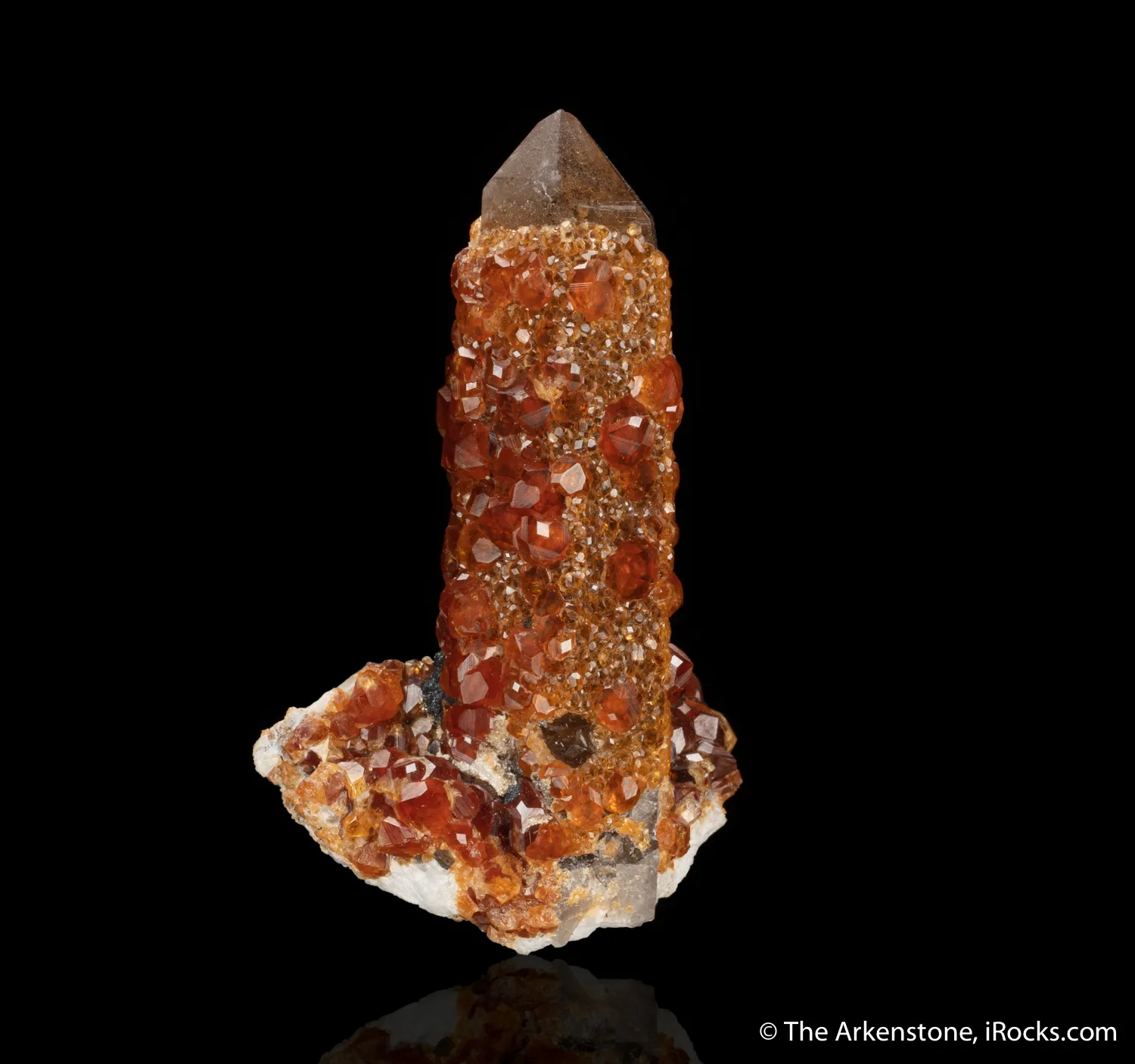 Spessartine Garnet on Smoky Quartz - image 5